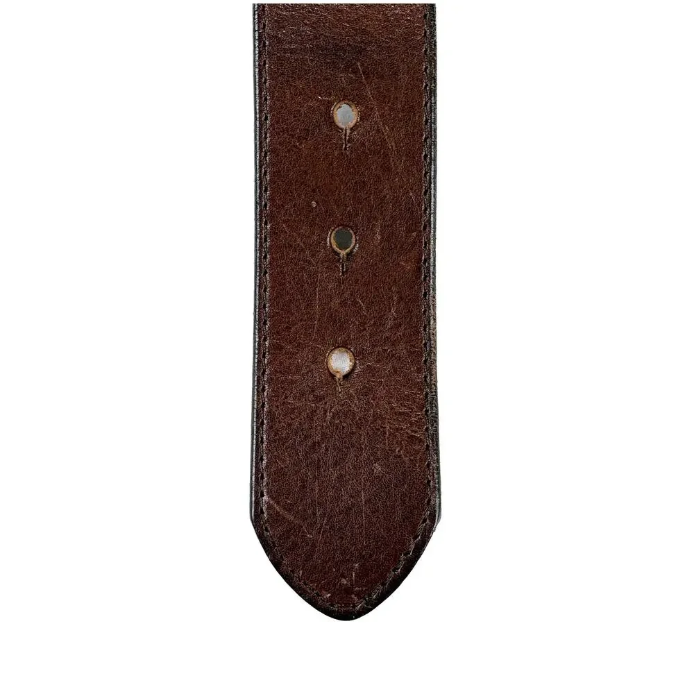Eddie Bauer Leather Ring Belt Women S Brown Silver 2010 USA Boho Western Cowgirl